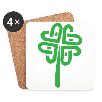 Keltische Symbole Kleeblatt Symbol Glücks Geschenk - Untersetzer (4er-Set) - Weiß - Vorne