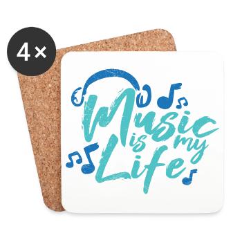 Musique est mon cadeau de notes de musique de casque de la vie - Dessous de verre (lot de 4) - blanc - Devant