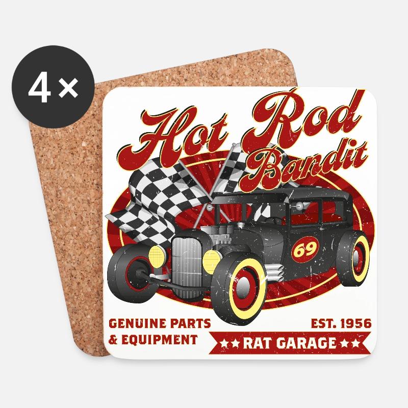 Hot Rod Bandit - Untersetzer (4er-Set) - Weiß