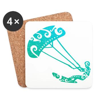 Maori Kitesurfer Tribal Tattoo Geschenkidee - Untersetzer (4er-Set) - Weiß - Vorne