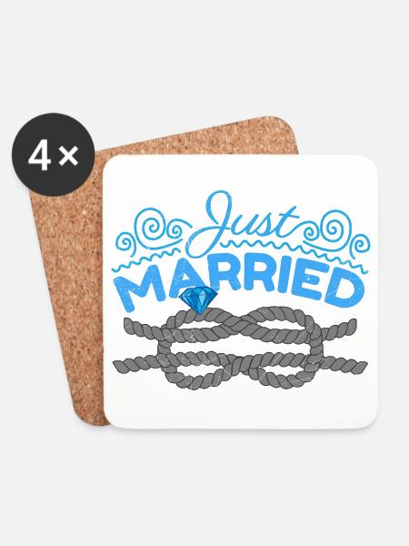 Hochzeit Just Married Fischerknoten Geschenkidee - Untersetzer (4er-Set) - Weiß
