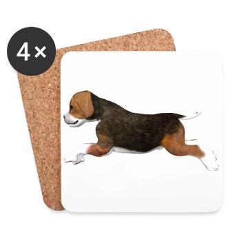 Chiot Beagle - Dessous de verre (lot de 4) - blanc - Devant