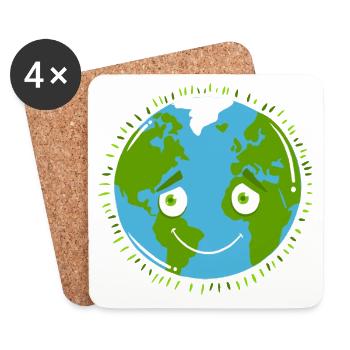 Planète timide TERRE - Dessous de verre (lot de 4) - blanc - Devant