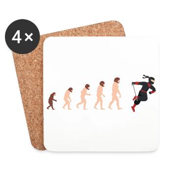 Human Evolution Ninja Fan Funny Gift Idea - Coasters (set of 4) - white - Front