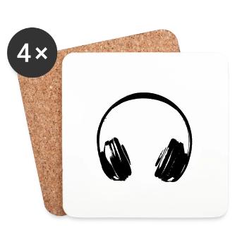 casque écouteurs musique style de musique - Dessous de verre (lot de 4) - blanc - Devant