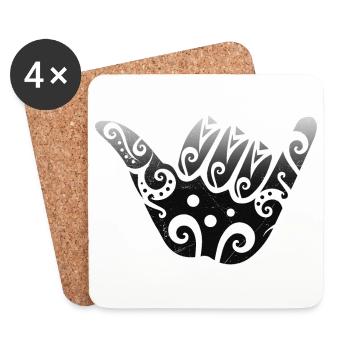 Maori Shaka Zeichen Schwarz Geschenkidee - Untersetzer (4er-Set) - Weiß - Vorne