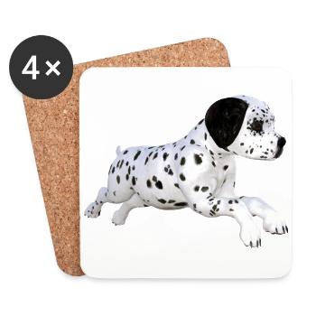 Chien chiot dalmatien - Dessous de verre (lot de 4) - blanc - Devant
