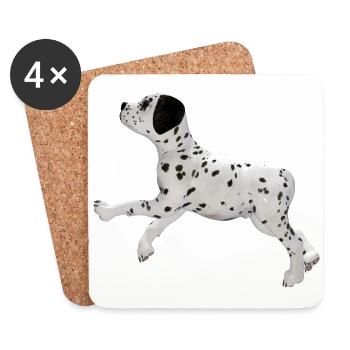 Chien chiot dalmatien - Dessous de verre (lot de 4) - blanc - Devant