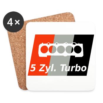Signe turbo 5 cylindres - Dessous de verre (lot de 4) - blanc - Devant