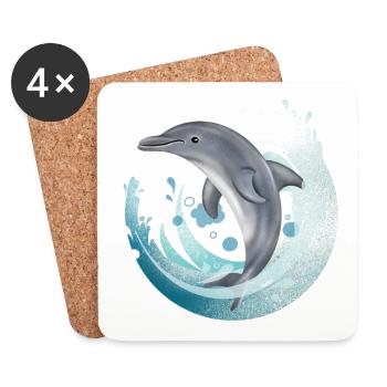 Tauch Dive Dolphin - Delfin - Untersetzer (4er-Set) - Weiß - Vorne