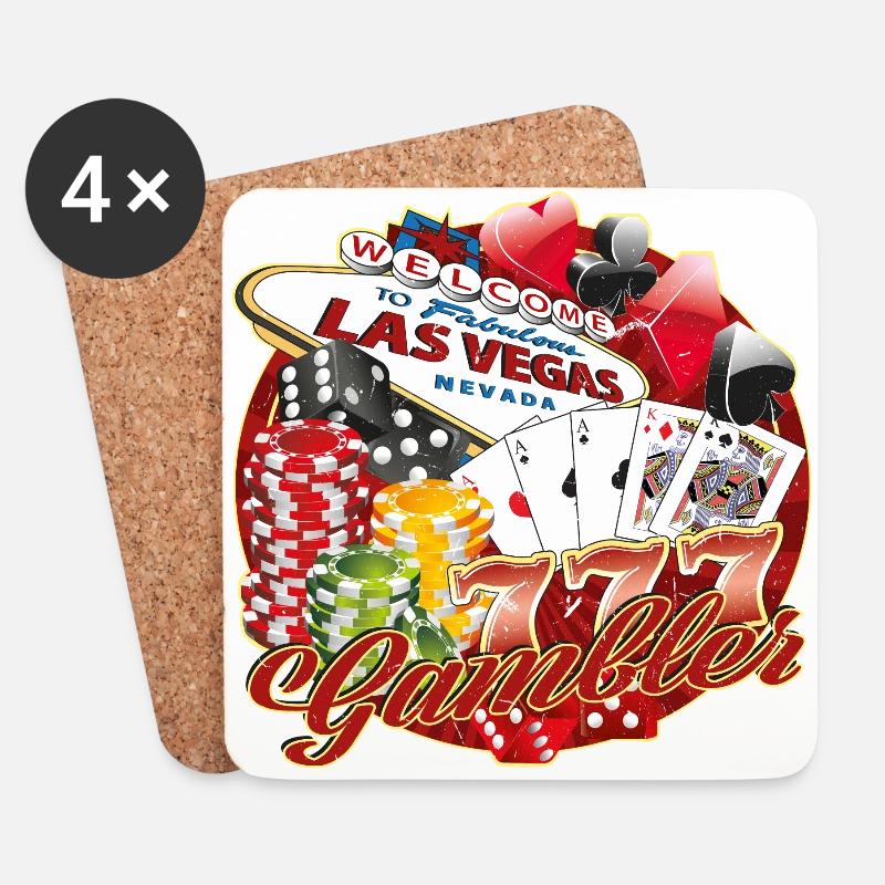 Las Vegas Gambler - Untersetzer (4er-Set) - Weiß