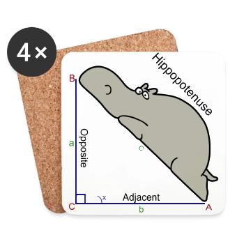 Hypotenuse Mathe Humor - Untersetzer (4er-Set) - Weiß - Vorne