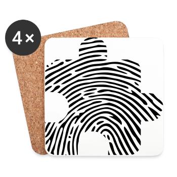 Fingerabdruck DNS DNA Puzzle Rätsel Puzzlen Teil - Untersetzer (4er-Set) - Weiß - Vorne