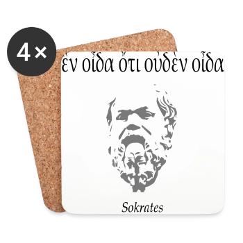 Sokrates: poule oida hoti ouden oida - Dessous de verre (lot de 4) - blanc - Devant
