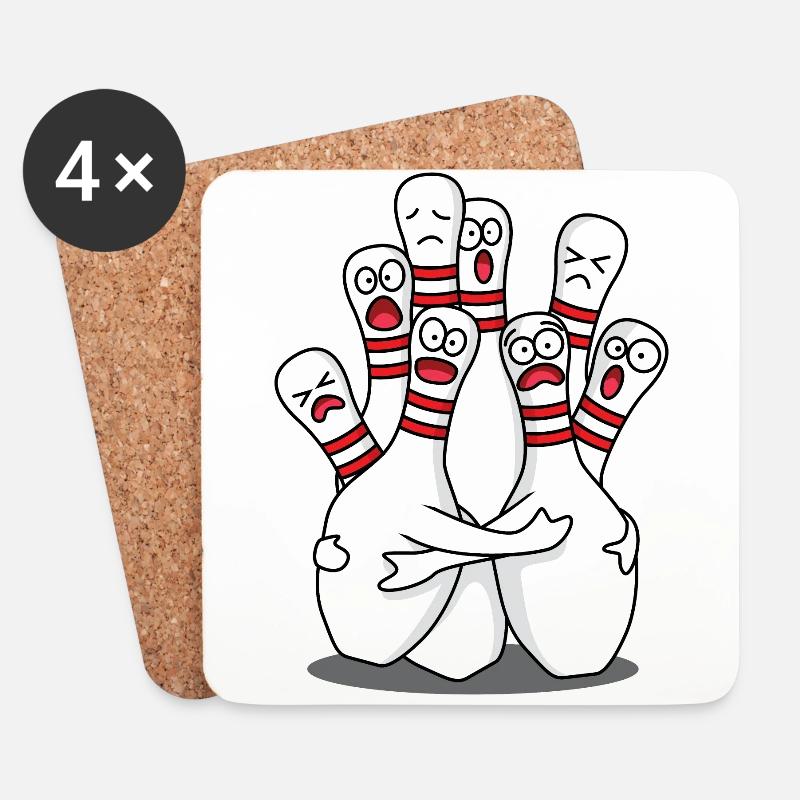 Kegeln Bowling - Untersetzer (4er-Set) - Weiß