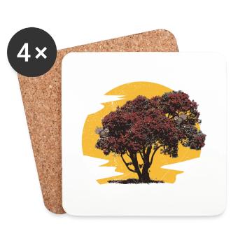 Neuseeland Fantails und Pohutukawa Geschenkidee - Untersetzer (4er-Set) - Weiß - Vorne