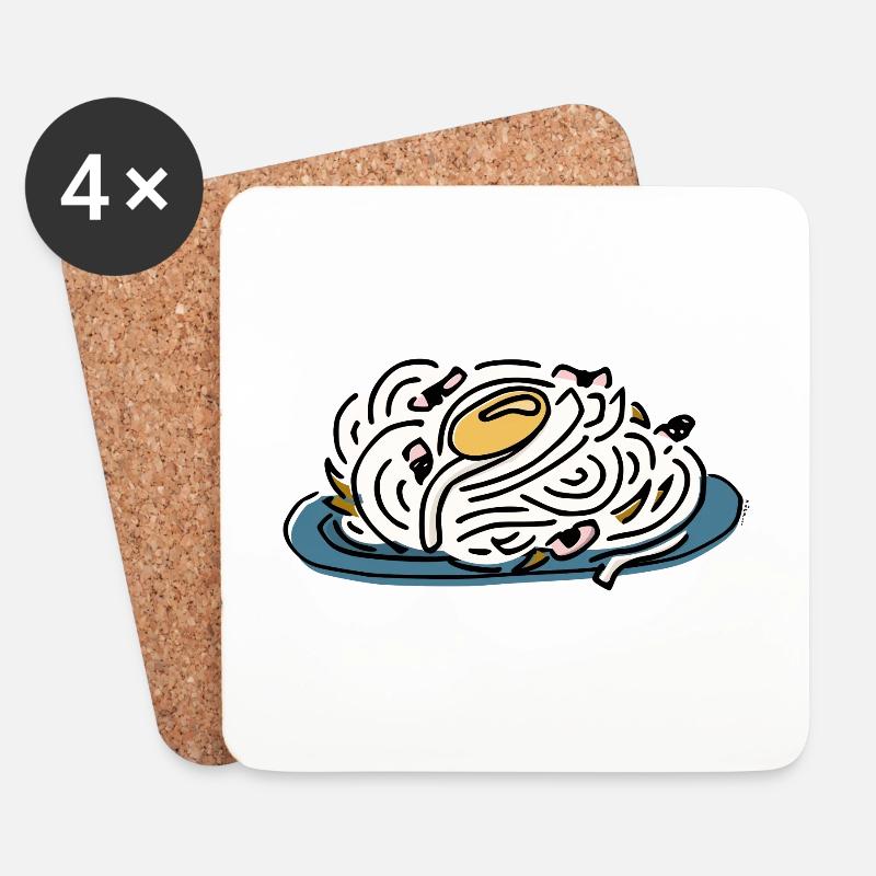 Carbonara Nudeln - Untersetzer (4er-Set) - Weiß