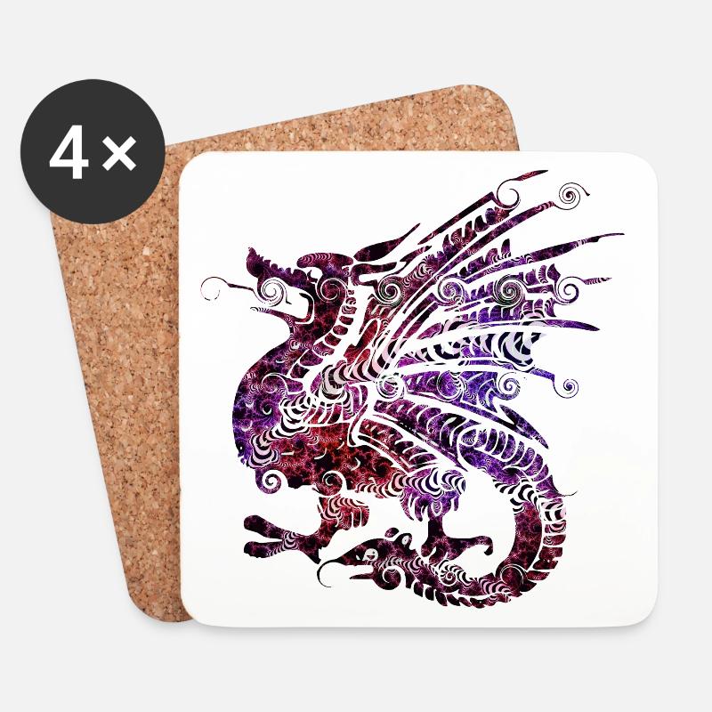 Drache - Untersetzer (4er-Set) - Weiß