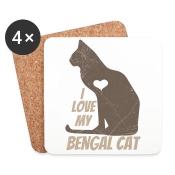 I love my Bengal Cat Katzenbesitz Geschenkidee - Untersetzer (4er-Set) - Weiß - Vorne