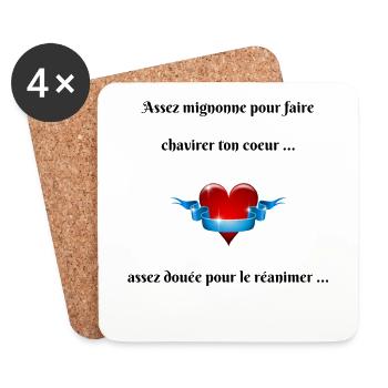 assez mignonne pour faire chavirer ton coeur - Dessous de verre (lot de 4) - blanc - Devant