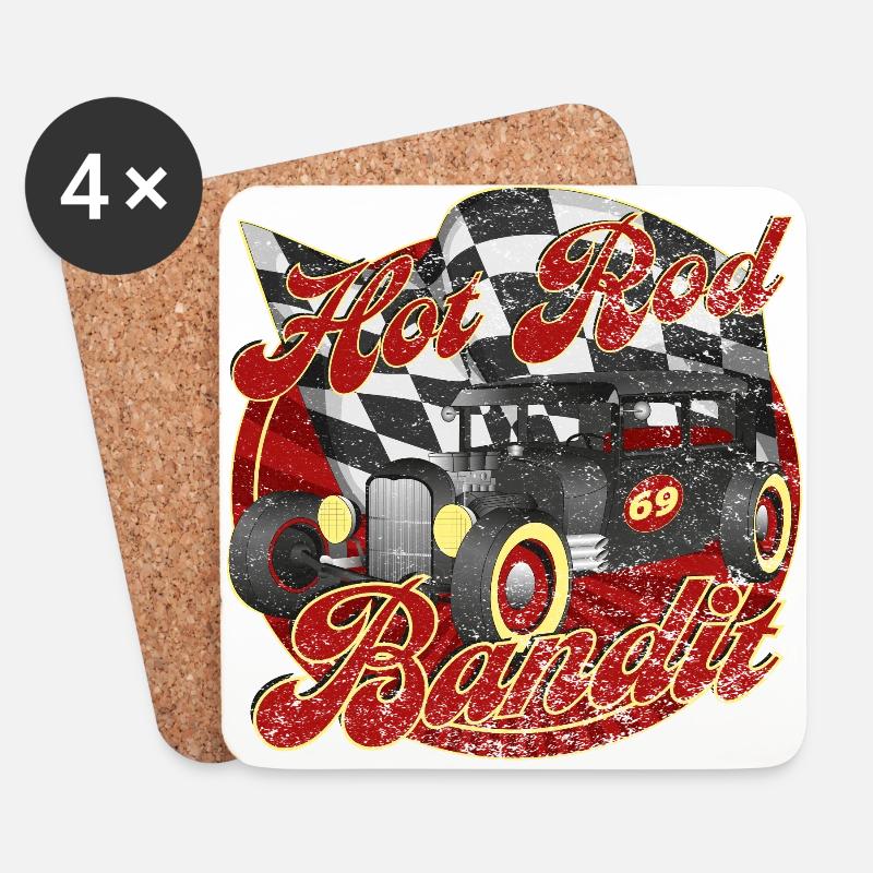 Hot Rod Bandit - Untersetzer (4er-Set) - Weiß