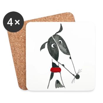 Greyhound black and white slicked - Coasters (set of 4) - white - Front