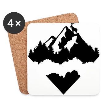 Berge, Wald und Steinbock - Untersetzer (4er-Set) - Weiß - Vorne