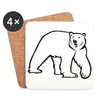 Polar Bear - Simple Version - Coasters (set of 4) - white - Front