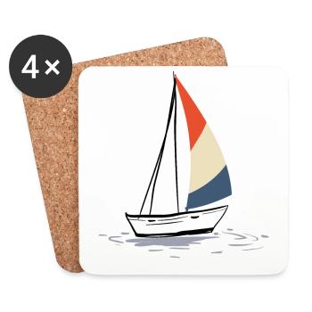 Segelboot - Untersetzer (4er-Set) - Weiß - Vorne