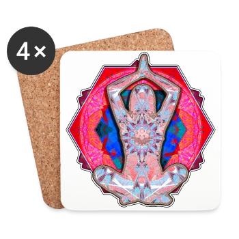 Modèles de yoga rouge et bleu - Dessous de verre (lot de 4) - blanc - Devant
