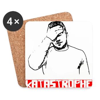 Katastrophe lustiger Spruch T-Shirt - Untersetzer (4er-Set) - Weiß - Vorne