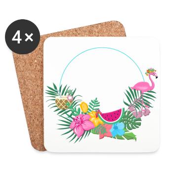 beachy_wreath_flamingo - Dessous de verre (lot de 4) - blanc - Devant
