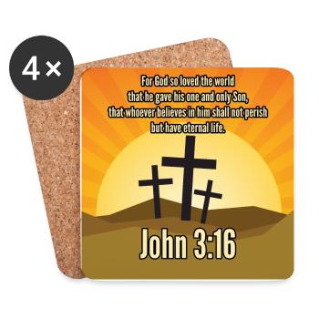 John 3:16 Bible on Christian Clothing - Buy Online - Coasters (set of 4) - white - Front