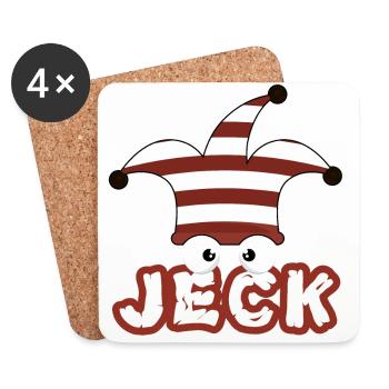Jeck - Costume de carnaval pour le carnaval de Cologne - Dessous de verre (lot de 4) - blanc - Devant