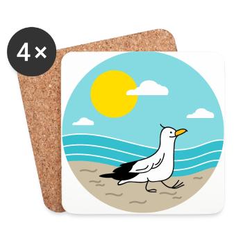 Seagull at the sea - Coasters (set of 4) - white - Front