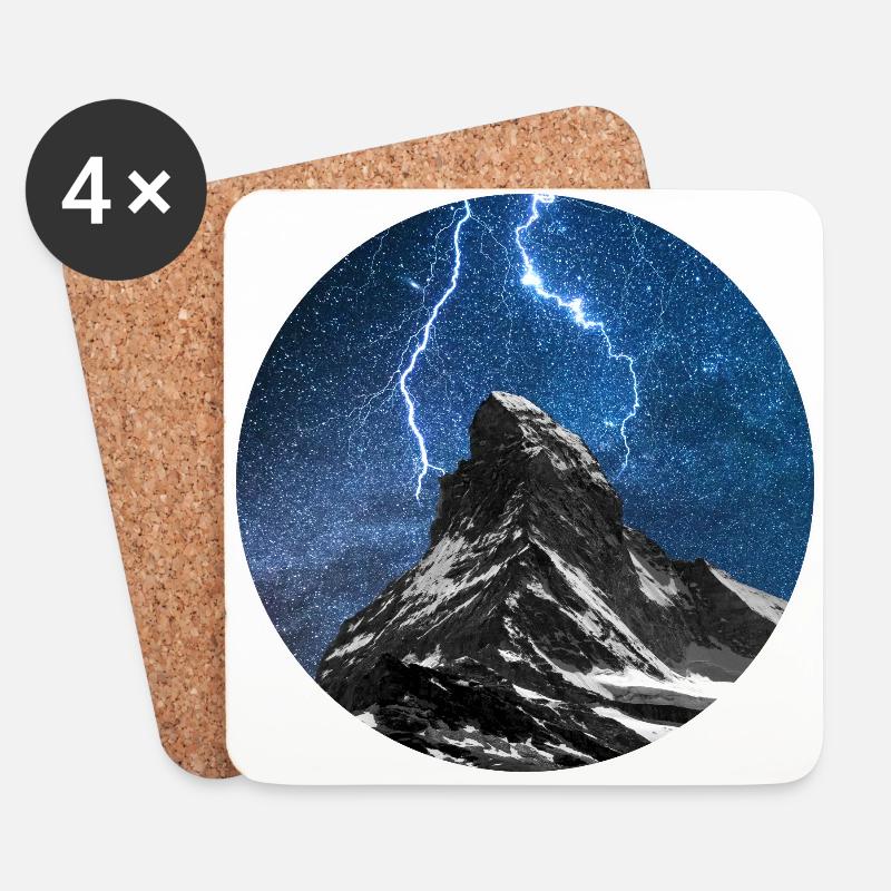 Gewitter über dem Matterhorn - Untersetzer (4er-Set) - Weiß