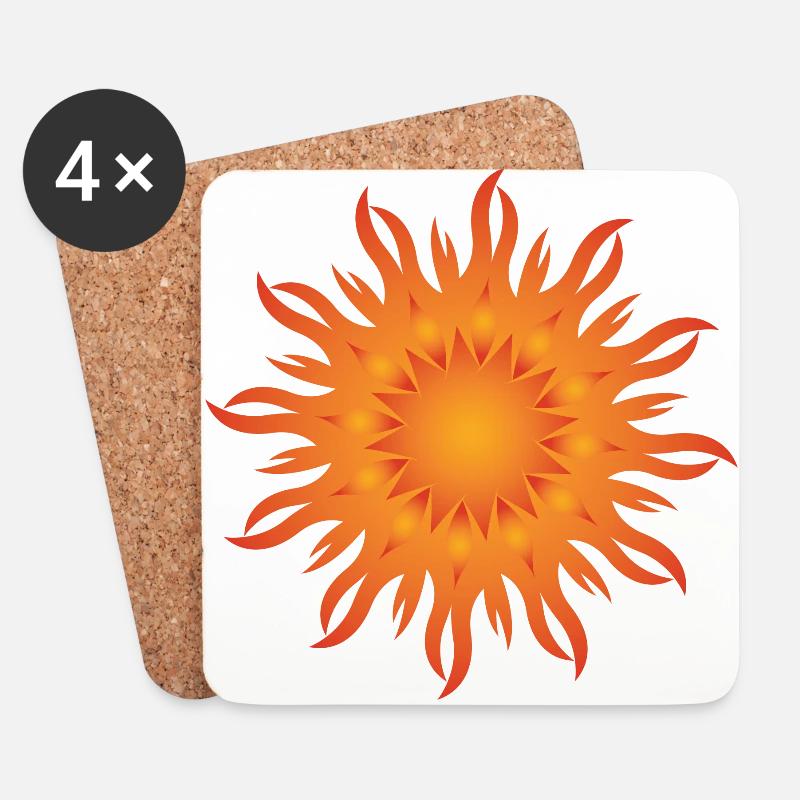 Sonne Sonenenstrahlen Geschenk Flower Power PopArt - Untersetzer (4er-Set) - Weiß