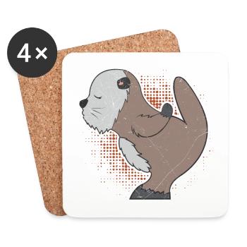 Loutre de mer ami homme amour couples idée cadeau - Dessous de verre (lot de 4) - blanc - Devant