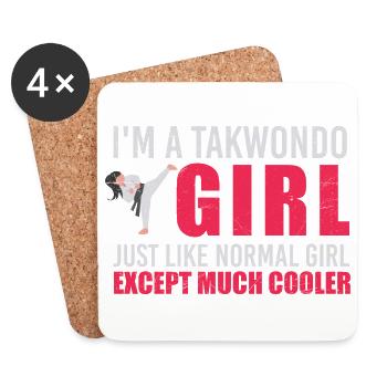 Je suis une fille de Takewondo comme un cadeau de fille normal - Dessous de verre (lot de 4) - blanc - Devant