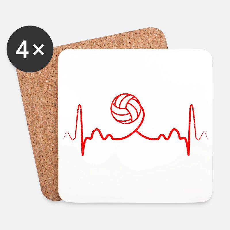 Heartbeat Volleyball Lustige Geschenkidee - Untersetzer (4er-Set) - Weiß