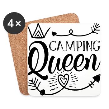 Cadeau chemise Camping Queen Adventure - Dessous de verre (lot de 4) - blanc - Devant