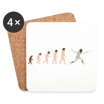 Evolution Fechten Lustige Geschenkidee - Untersetzer (4er-Set) - Weiß - Vorne