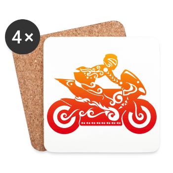 Motorrad Maori Polynesian Tribal Tattoo Geschenk - Untersetzer (4er-Set) - Weiß - Vorne