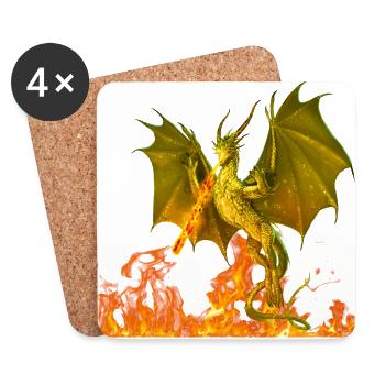 dragon fire fire - Coasters (set of 4) - white - Front