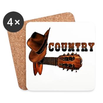 country music - tee-shirt country musique - Dessous de verre (lot de 4) - blanc - Devant