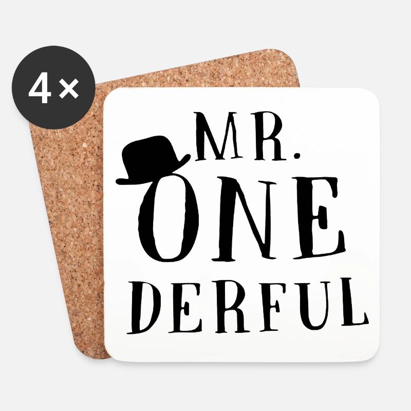 Black Design Mr Onederful - Untersetzer (4er-Set) - Weiß