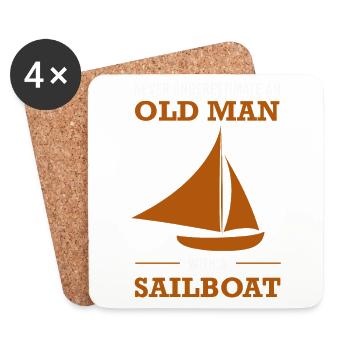 Never underestimate an old man with a sailboat - Untersetzer (4er-Set) - Weiß - Vorne