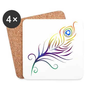 Tribal tattoo peacock feather feather gift idea - Coasters (set of 4) - white - Front