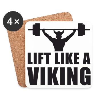 Vikings Lift Like A Viking Bodybuilder Gift - Dessous de verre (lot de 4) - blanc - Devant