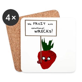 Strawberry Protesting Vegans - Coasters (set of 4) - white - Front